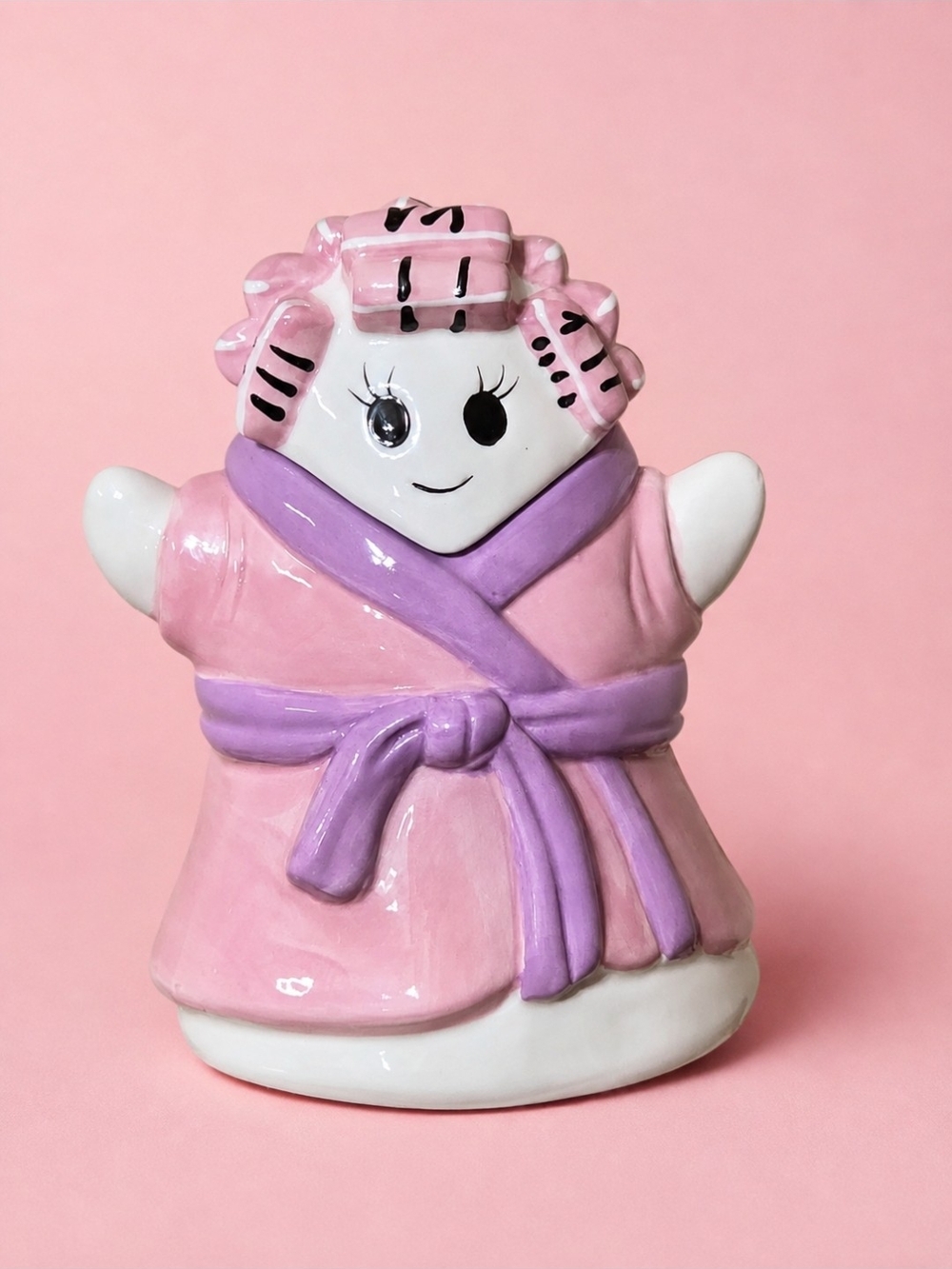 Ghost In Spa Robe And Hair Curlers Ceramic Cookie Jar